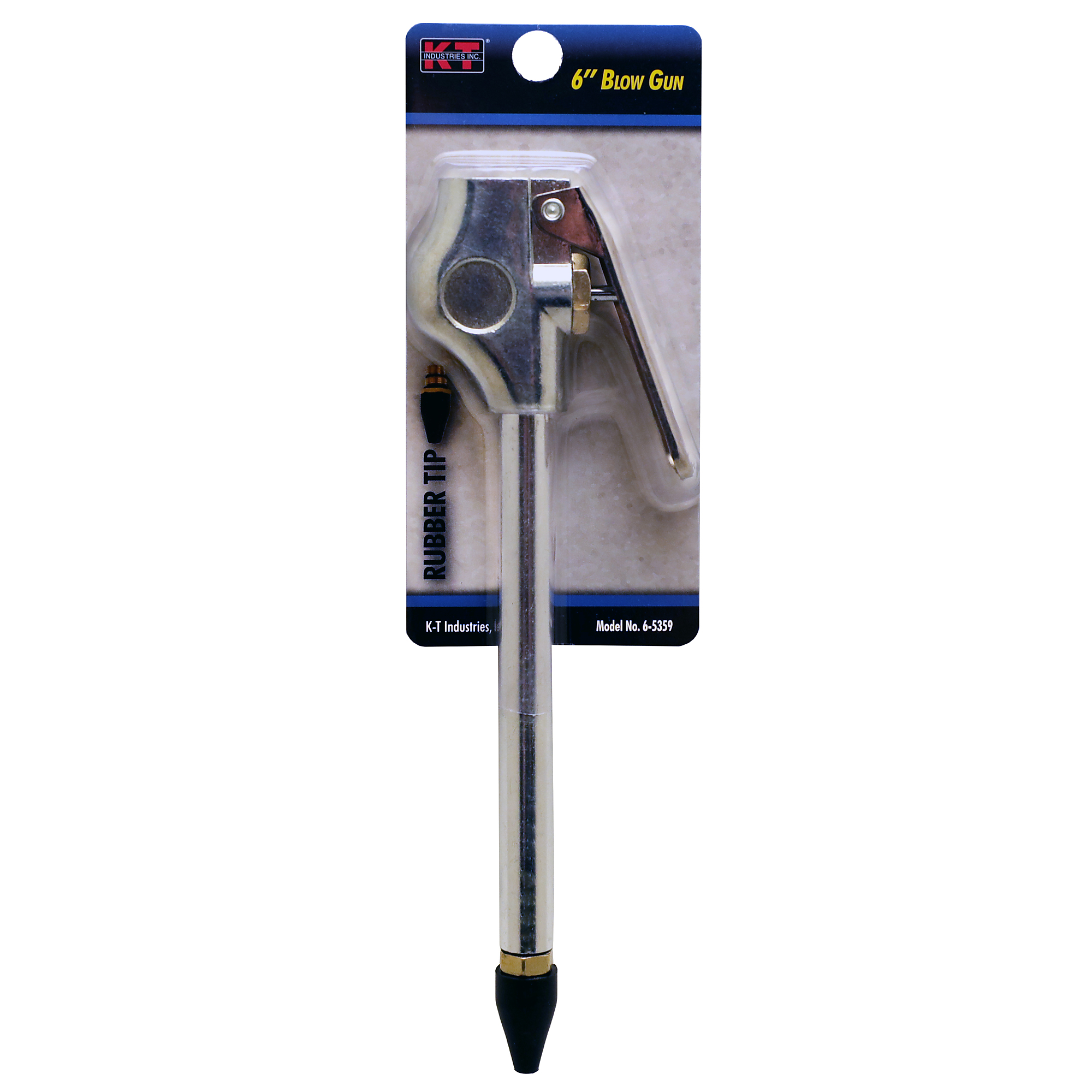 K-T Industries Extension Blow Gun — 6in., 11.6 SCFM, Zinc Alloy Body, Rubber Tip, Model# 6-5359